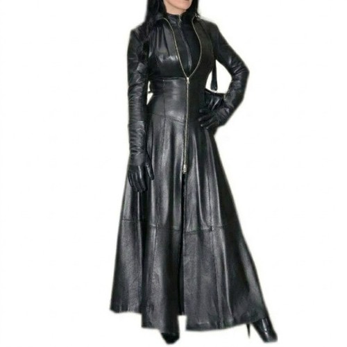 Manteau long cuir - long, en