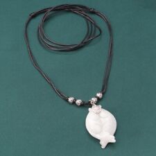 A22 Light Jadeite Bud Fish Pendant Silver Beads on Cord Silver 925