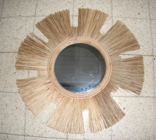Miroir vintage rotin - miroir,