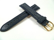 Bracelet de montre bleu 19 mm bracelet en cuir texturé double perle 1926