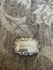 Sterling Silver Decanter Label “WHISKY”. Birmingham 1970 - 71.