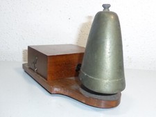 Art Deco Electric Entrance Doorbell Wood Varnish & Bronze Bell