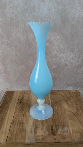 Vase ancien opaline bleue - ancien,