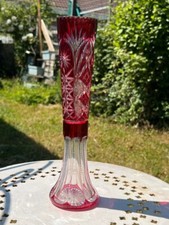 Crystal vase cut red overlay in the taste of Val Saint Lambert