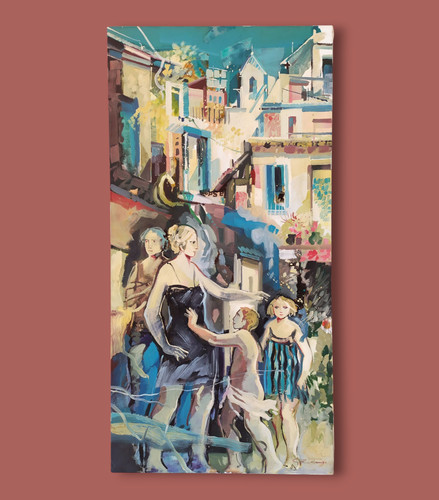 Scène village italienne - scène,