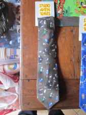 Cravate Tintin 100% soie Studio Aventures Herge - Neuf L'LE NOIRE FOND MARRON