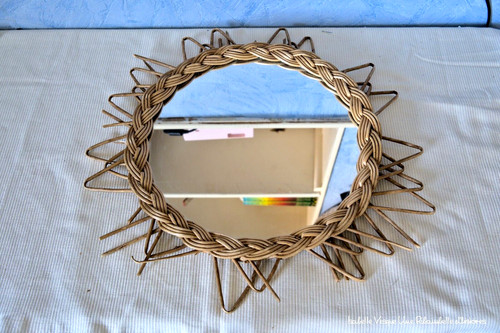 Miroir soleil rotin osier - en,