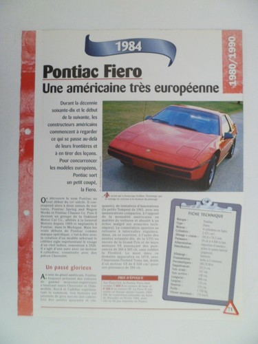 Carte fiche auto pontiac - carte,