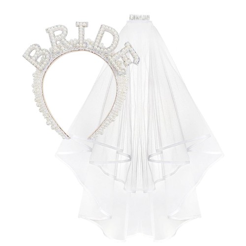 Mariée perle bandeau voile - perle,