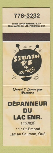 Matchbook cover depanneur du - -,