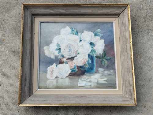 Ancienne aquarelle bouquet - , de
