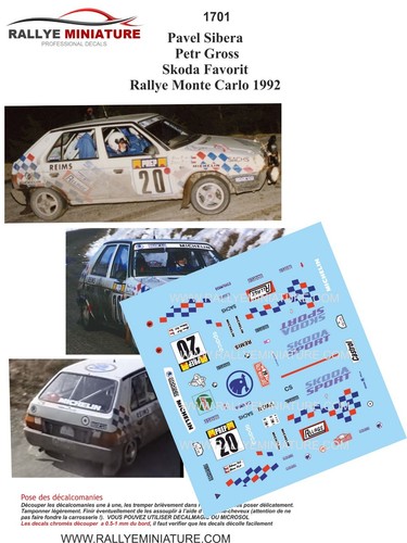 Decals ref 1701 - 1/43, skoda