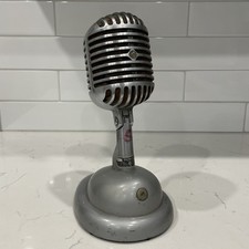 Vtg Shure 55 Unidyne Fatboy Microphone w S36 Stand Untested For Restoration