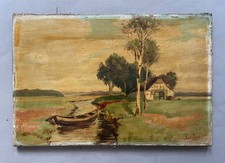 Paysage de marais, huile sur