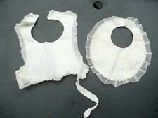 2 Antique Embroidered Cotton Bibs Never Used