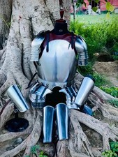 Armure médiévale demi-corps cuirass, paudrons, armure de jambe de bras en aci...