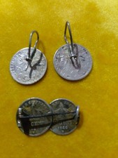  BROCHE 2 pieces NAPOLÉON III 20 C et boucles D'oreilles pièces de 50 C  Argent.