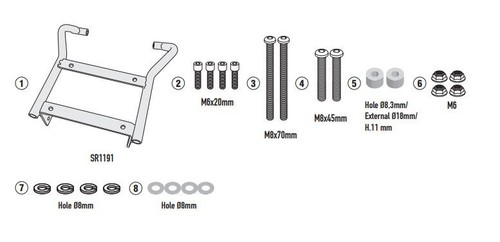 Kit porte bagages givi - kit,