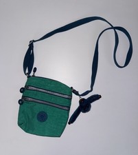 Kipling Crossbody 3 Pocket Mini Purse Bag Monkey Charm Turquoise Teal Blue Green