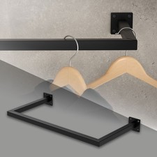 Tringle à vêtements tringle de support noir montage mural porte-manteau 60x30 cm