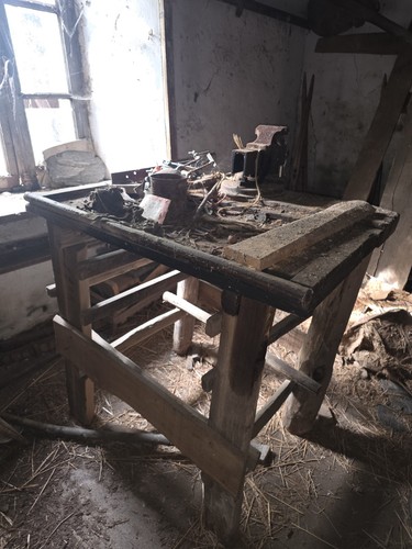 Ancien établi bois avec - établi, en