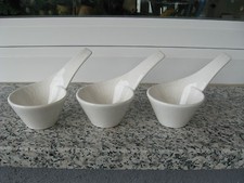 3 VILLEROY CUPS & BOCH WHITE PORCELAIN SHADY SHAPE