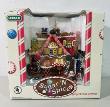 Lemax Sugar N Spice Gingerbread Cottage Christmas Candy Village in box w/ Lights
