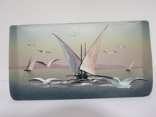 SMALL ENAMEL GLASS GARDENER VASE MARINE DECOR MONTJOYE LEGRAS???