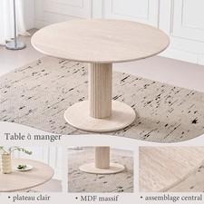 Table à manger ronde au design simple, table à manger de cuisine 115 cm, MDF
