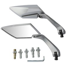 Pair of motorcycle mirrors mirrors scooter custom silver DX+SX