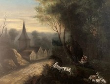 Beau Grand Pastel XIXe Paysage