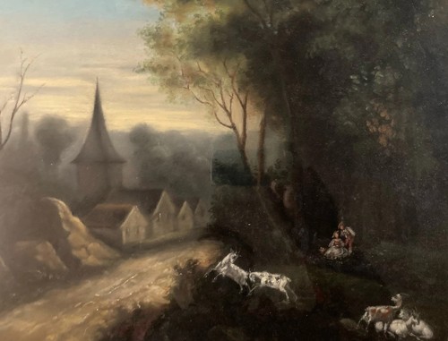 Beau grand pastel xixe paysage - grand,