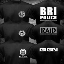 New France French Special Elite Police Forces Unit GIGN Raid BRI Black T shirt