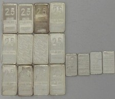 16 lingots d'argent ! Plus de 1 Troy Oz ! Barre concevable 12 x 2,5 grammes e...