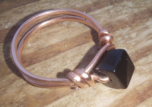 Bague cuivre massif - , pierre