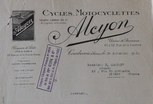 Facture 1935 courbevoie - 1935, seine