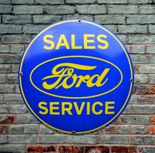 Plaque émaillée FORD Service automobile ronde garage décoration murale