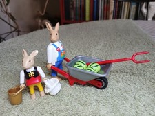 Pâques PLAYMOBIL N°2 - Famille de lapins pastèques brouette fourche panier seau