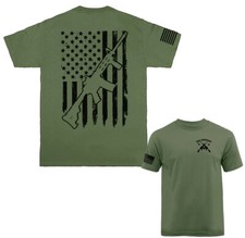 AR-15 Front of US Flag 2nd Amendment Gun Skull Constitution Patriotic T-shirt