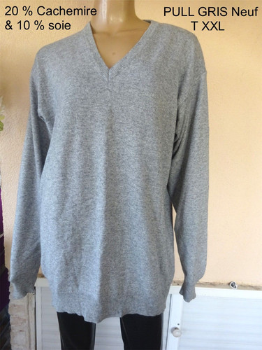 Pull gris col cachemire - gris,