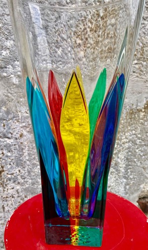 Vase multicolore signé - vase,
