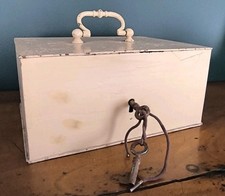 Antique Coin Box Metal Vault 2 Keys Old Retro Vintage 