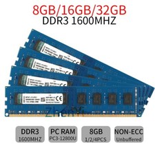 Pour Kingston 32Go 16Go 8Go DDR3 PC3-12800U 1600 KVR16N11/8 bleu Desktop RAM FR