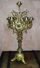 Chandelier d'Eglise du XIX ème Neo Gothique en bronze 7 feux h: 67cm