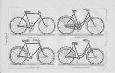 Vélos Vélo Moto de Cyclotourisme Gravure sur Bois 1905 Dames Corona Gritzner