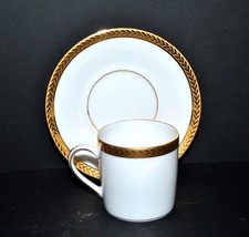 LIMOGES Bernardaud Coffee Cup Litron Porcelain Frieze Laurier Gold