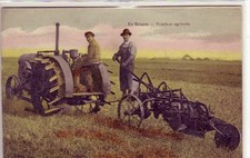 Old postcard 45 Beauce Loiret Pithiviers farmers at work s/ agricultural tractor 1921