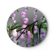 Horloge murale en verre 30x30cm Ordinateur graphique bulle Wall Clock