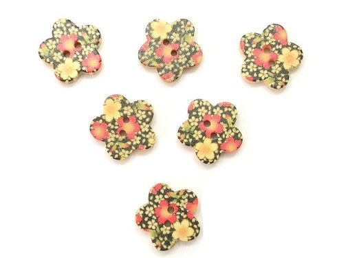 Lot boutons bois - boutons, fleur
