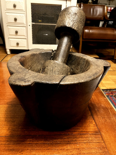 Gros mortier pilon bois - pilon,